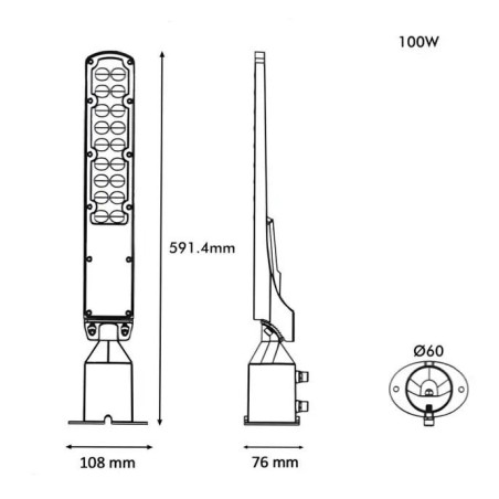 Luminaire de lampadaire à led 60W orientable