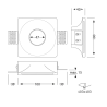Square recessed downlight Plasterboard/drywall Integration 100x100mm for GU10 Bulb