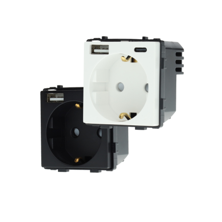 Base Enchufe Schuko 16A USB A+C Carga Rápida 20W - Serie Pro