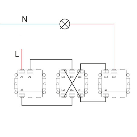 Esquema Interruptor Simple Cruzamiento 10A - Serie Zero