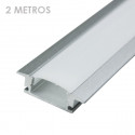 Perfil rectangular aluminio tira led 2 m con pestañas