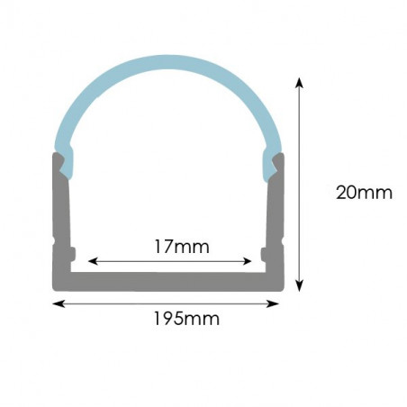 Profile for LED Strips - Rectangular, Aluminium, 20 x 21 x 2000mm