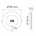 Downlight panel 3W redondo