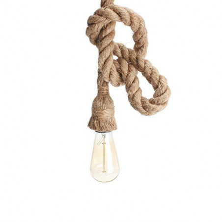 Lámpara colgante de cuerda, con portalámparas E27. Suspendida techo