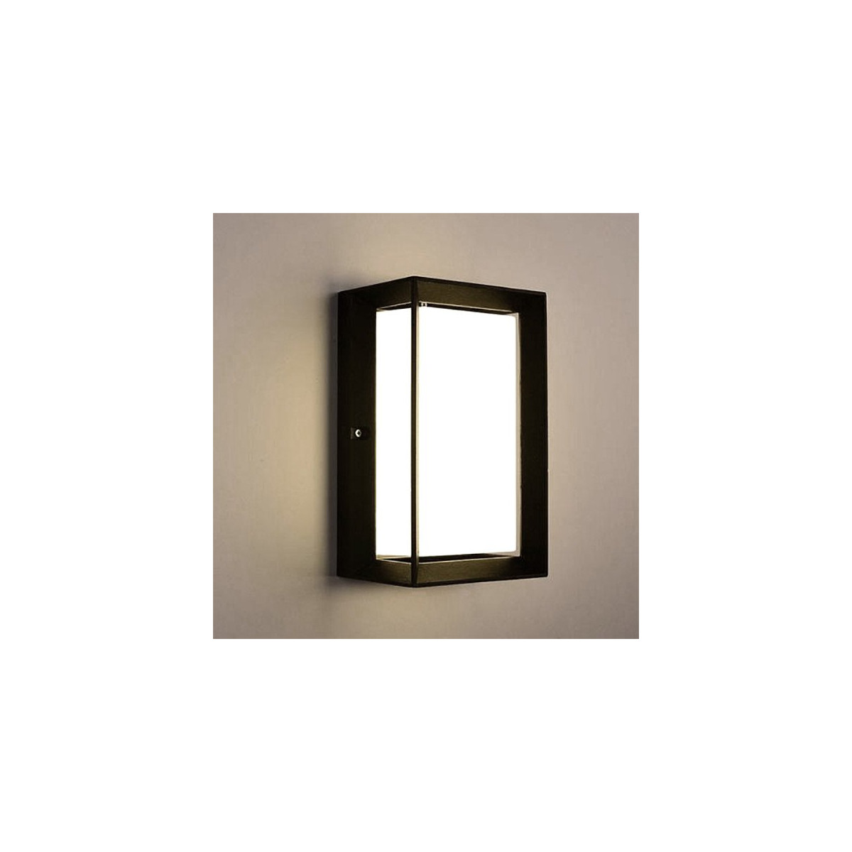 Lampada da parete rettangolare E27 nero IP54