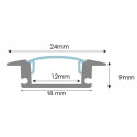 Profile for 2 m LED Strips - Rectangular, Aluminium, Clips