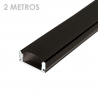 Perfil rectangular aluminio tira led 2m negro