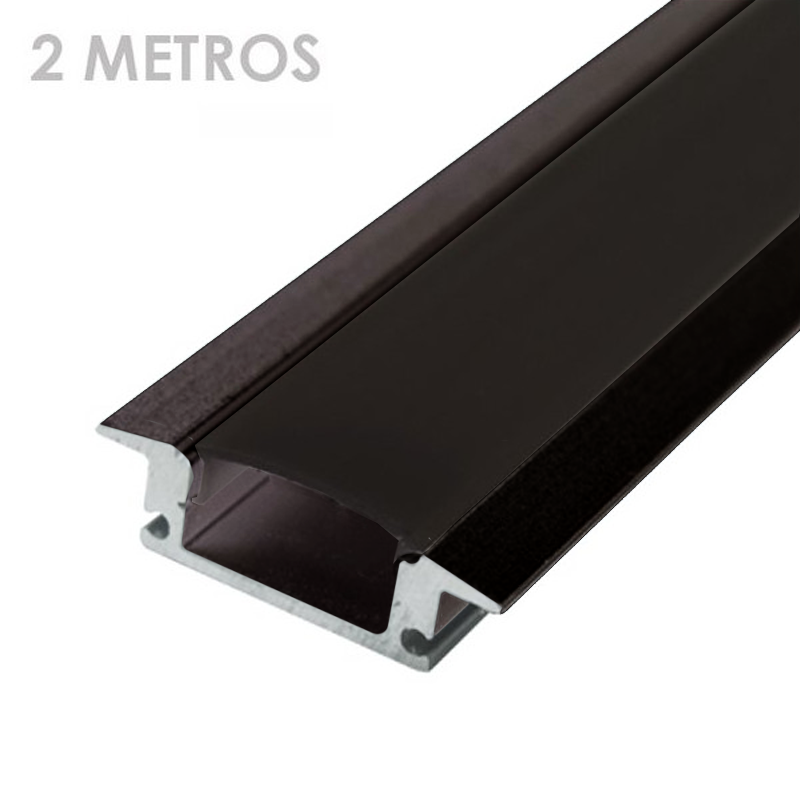 Perfil De Aluminio Superficie Negro Para Tira LED Con Difusor 17082 - 2M