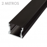 Black Profile for 2 m LED Strips - Rectangular, Aluminium, 17,5 x 14,5 x 2000mm, Clips