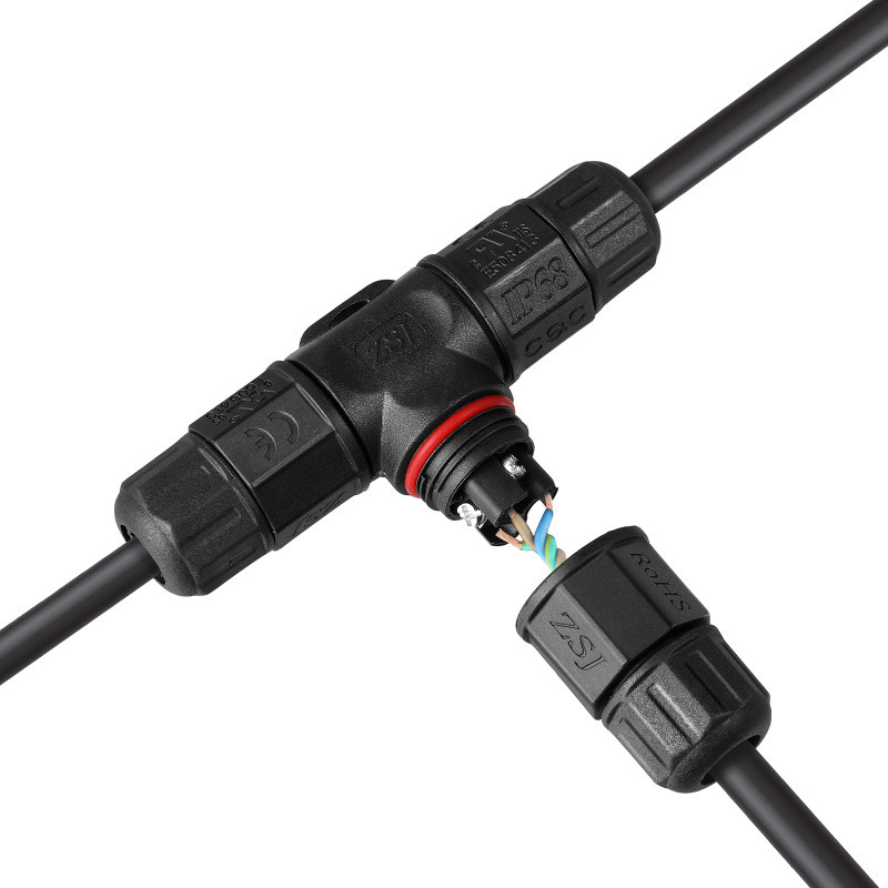 Connecteur de câble étanche IP68 3 fils noir
