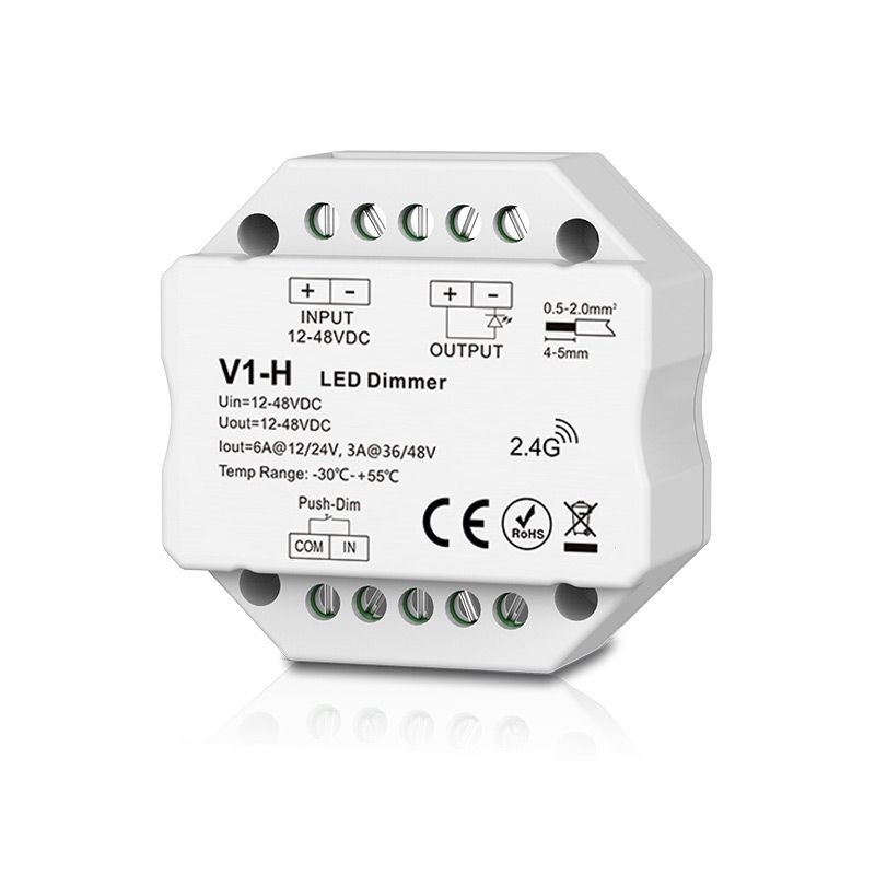 12-48VDC LED push dimmer RF
