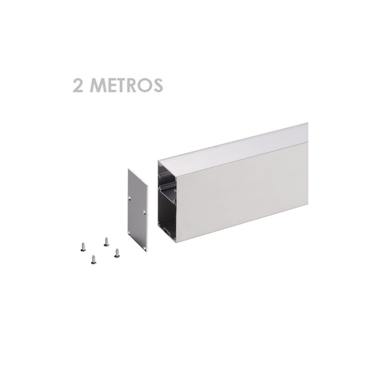 Perfil rectangular aluminio tira led 66 x 35 x 2000mm