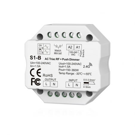 Regulador de pastilla para LED - 360W PUSH + RF