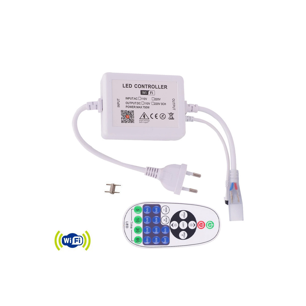 Contrôleur de bande LED monocouleur 220V Wifi + IR