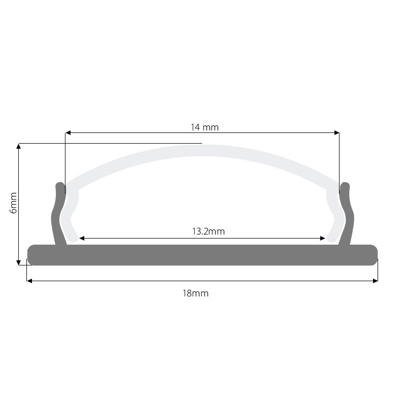 Perfil de aluminio flexible moldeable 18x6mm - 2 metros