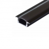 Perfil rectangular aluminio tira led 1m con pestañas negro