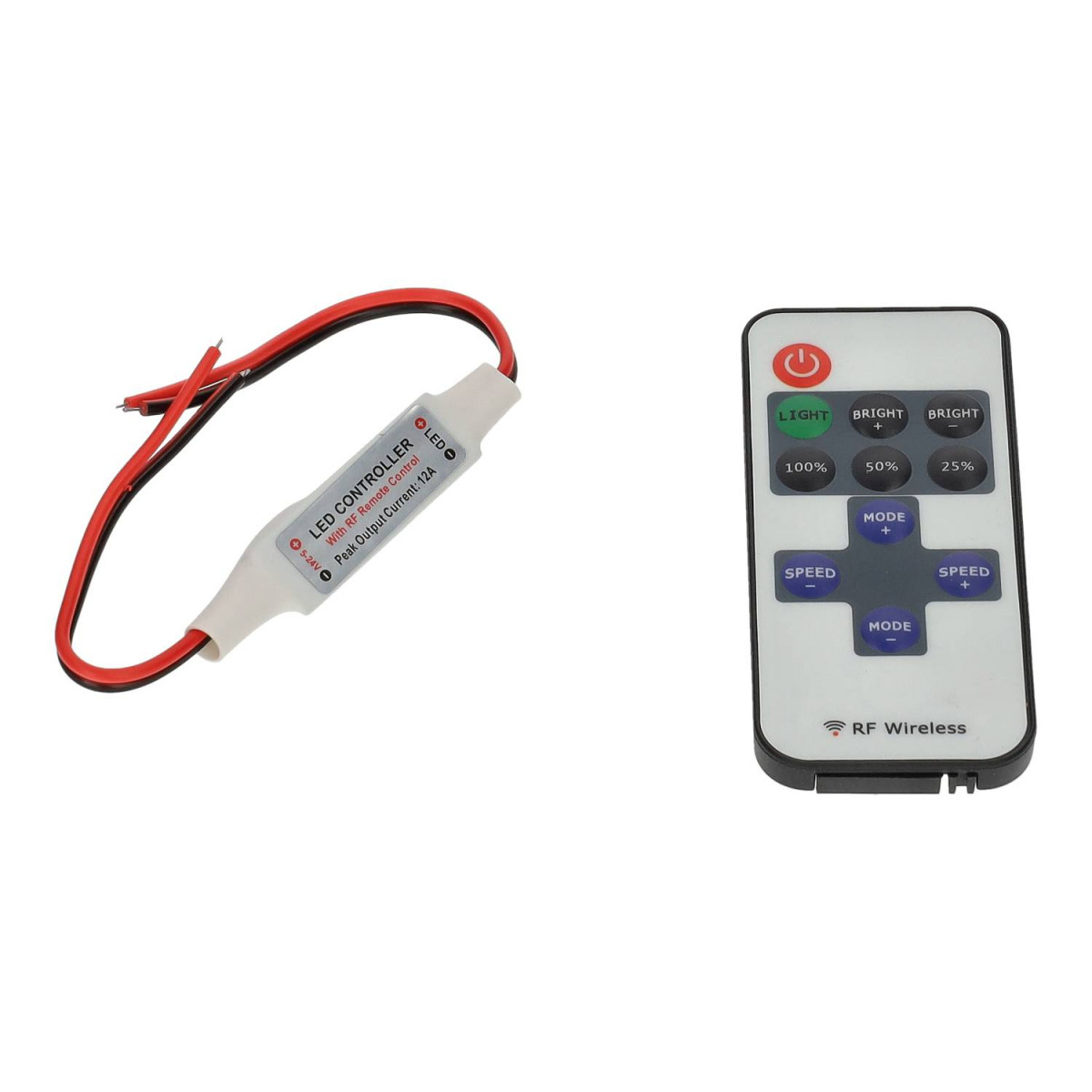 Mini-Controller with RF Remote Control for 12-24V LED Strips