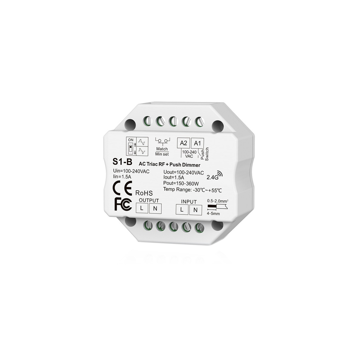 Regulador Dimmer LED 360W PUSH + RF + WiFi